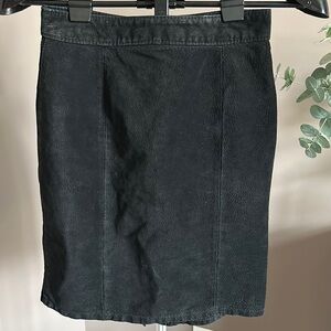 The Limited Vintage Black Suede Leather Skirt Knee-length
